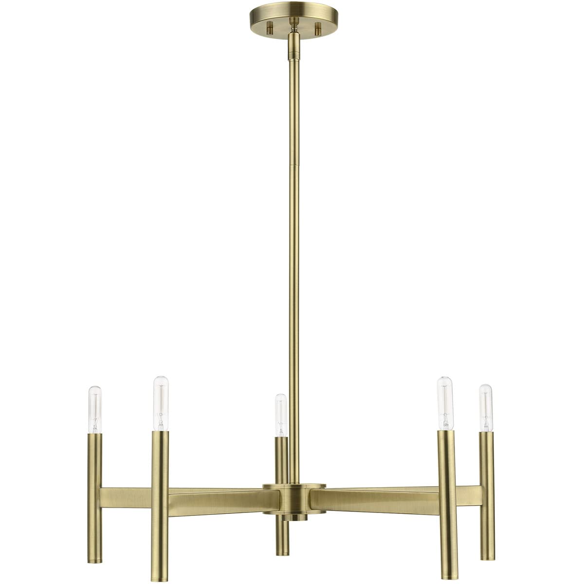Copenhagen - 5 Light Chandelier in Mid Century Modern Style-19.75 Inches Tall and 25 Inches Wide-Antique Brass Finish