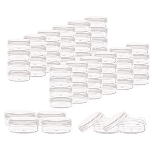Image of 10 Gram Sample Containers with Lids, Small Containers with Clear Lid | Small Travel Size Containers, Plastic Sample Jars with Labels, for Makeup, Eye shadows, Lotions, Creams(100 Count)