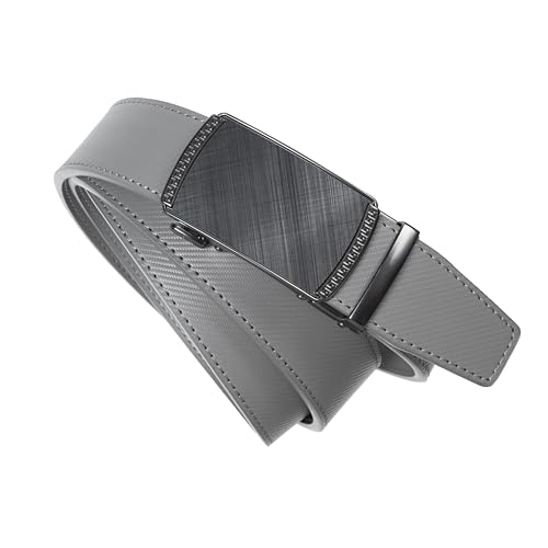 Image of Drowsmen Leather ratchet belt 1 3 /8 inch with Click Sliding Automatic Buckle, Adjustable belt Trim to Fit
