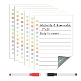 Dry Erase to Do List 6-Pack Reusable Lined Sticky Notes That Cling to Wall & Desk (All Smooth...
