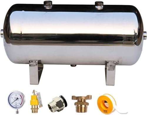 KGBNYSS Tanque de presión 5L 10L 20L 30L 40L 50L Tanque de Aire comprimido de Acero Inoxidable, para bocina de camión de Tren de Coche, Kit de compresor de Aire(5L/1.32GaL)