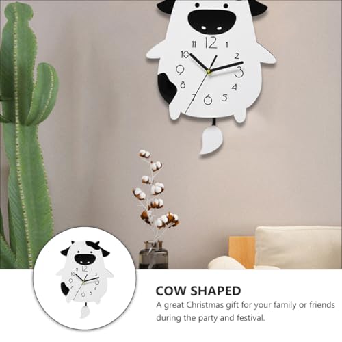 Horloge murale décorative Mobestech en acrylique forme de vache blanche