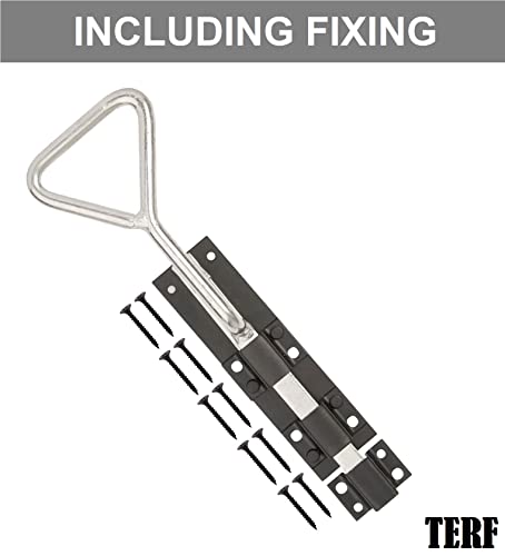 TERF® Heavy Duty Bow Handle Bolt 300mm (12 inch) Including Fixing Screw Bow Handle Drop Down Bolts Use for Garage Door Garden Gate Lock Shed - Image 2