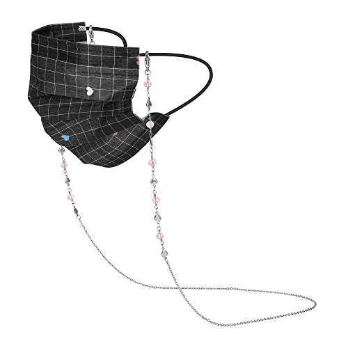Image of Eyeglass Chain Silver Stainless Steel Handmade Necklace for Reading Glasses Sunglass Beaded Chains for Men Women