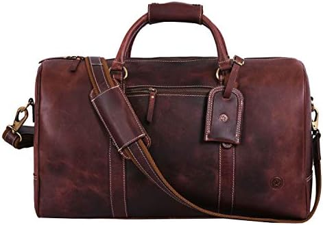 Leather Travel Duffle Bag with Toiletry Dopp Kit | Gym Sports Bag Airplane Luggage Carry-On Bag | Gift for Father's Day By Aaron Leather Goods (Walnut) 2 Leather Travel Duffle Bag with Toiletry Dopp Kit | Gym Sports Bag Airplane Luggage Carry-On Bag | Gift for Father's Day By Aaron Leather Goods (Walnut)