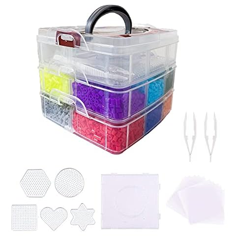 Coriver 5mm Water Fuse Beads Kit,10000pcs 12 Colors Iron Beads with 6 Pegboards,2 Tweezers, 6 Ironing Paper,DIY Perler Beads for Kids Jewelry Making Brain Exercise Art Craft Educational Toys Cover