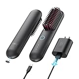 TYMO Cordless Hair Straightener Brush | Mini Portable Heated Brush for Travel | Ionic Hot Straightening Comb for Women | USB Rechargeable | Double Safety Features for All Ages