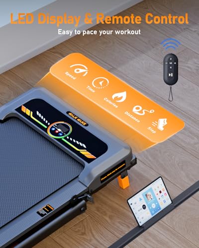 Image of Walking Pad Treadmill, WALKWAKE 8% Incline Walking Pads, Compact Under Desk Treadmill for Home, 330lb Capacity 2.5HP Running Machine for Walking Jogging with LED Display, Red Black