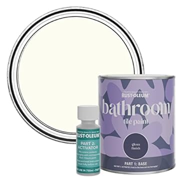 Rust-Oleum White Water-Resistant Bathroom Tile Paint in Gloss Finish - Porcelain 750ml