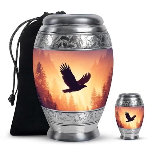 Image of Eagle Urn Keepsake Funeral Urn for Ashes for Men & Women 1 Large & 1 Small | Small Cremation Urns, Burial Urns