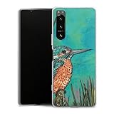 Coque en Silicone Compatible avec Sony Xperia X5 IV Etui Silicone Coque Souple Animaux Oiseau Peinture