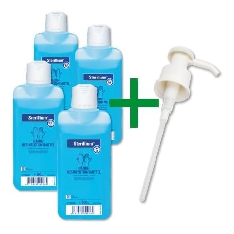 Sterillium Hände-Desinfektionsmittel | 4 x 500 ml Flasche + 1 Dosierpumpe Cover