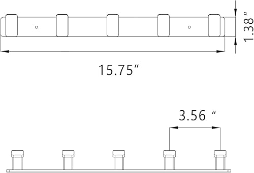 Miniatura 4 de Perchero moderno montado en la pared (negro, 5 ganchos)