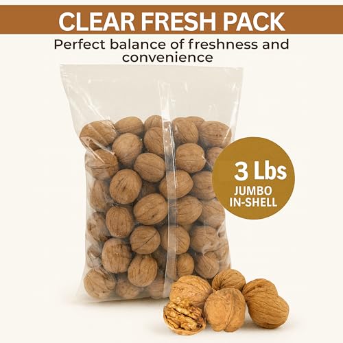 Image of Premium Natural Walnuts in Shell 48 Oz Walnuts in Shell, Jumbo, Fresh, Buttery Taste, Easy to Crack, California, Natural Shells, Kosher, 3 Lbs