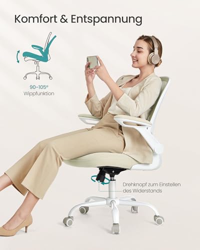 SONGMICS Ergonomischer Bürostuhl mit klappbaren Armlehnen, höhenverstellbar – Ansicht 5