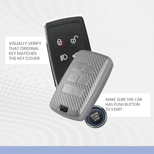 Image of keyzone Silverstar TPU Key Cover and Keychain for Jaguar XF, XJ, XE, F-PACE, F-Type, Range Rover Evoque, Velar, Discovery, LR4, Sport, 5-Button Smart Key (Silver)