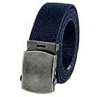 BC Belts Canvas Web Belt Military Style Antique Silver Buckle/Tip Solid Color 54