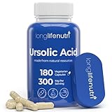 LongLifeNutri Ursolic Acid 300mg - Sourced from Rosemary Leaf Extract, 180 Vegetarian Capsules, Organic Supplement for Muscle Growth & Recovery, 2-Month Supply, Lab Tested, GMP Certified, Made in USA