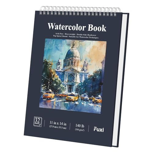 Fuxi Water Color Paper 11x14, Large Watercolor Paper 140 lb Cold Press, 32 Sheets (64 Pages) Watercolor Notebook, Water Color SketchBbooks for Adults Art Spplies.