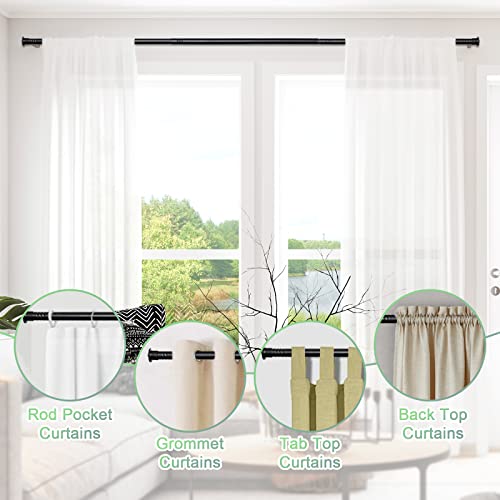 Curtain Rods For Windows 48 To 84 Inch(4-7Ft), 5/8 Inch Matte Black Curtain Rod Set With Brackets Modern Single Window Rods, Size: 23-95 Inch #TOP5