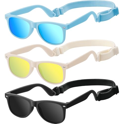 Image of zestero Baby Toddler Polarized Sunglasses with Strap, 3 Pack Infant Sunglasses for Boys & Girls 0-24 Months, UV Protection
