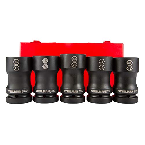 STEELMAN PRO 79320 5-Piece 1-Inch Drive Budd Wheel Combo Impact Socket Set
