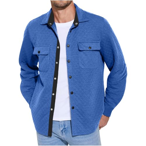 Amazon.com: Mens Quilted Shirt Jacket Lightweight Long Sleeve Snap