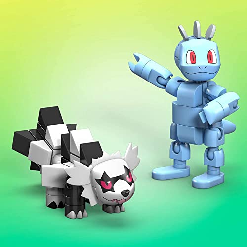 Mega Construx Pokemon Machop Vs. Galarian Zigzagoon Construction Set, Building Toys for Kids (GVK82), Red