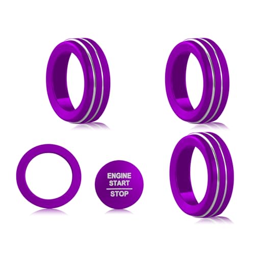 Image of for Honda 2026 Passport Interior Accessories, Aluminum Alloy one-Button Start Cover /Ring, air Conditioning knob, 5-piece Set (Purple)