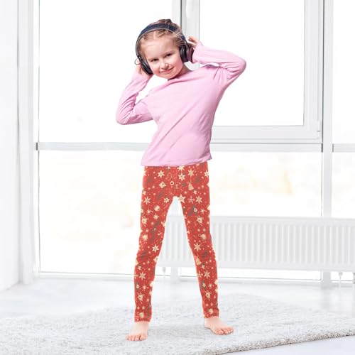 KLL Merry Christmas Snowflake Red Hoho Toddler Girls' Cotton Pants Casual High Waisted Dance Pants Running4