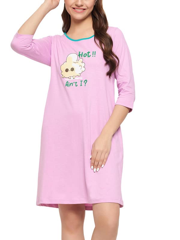 Women's Cotton Graphic & Text Print Short Night Dress