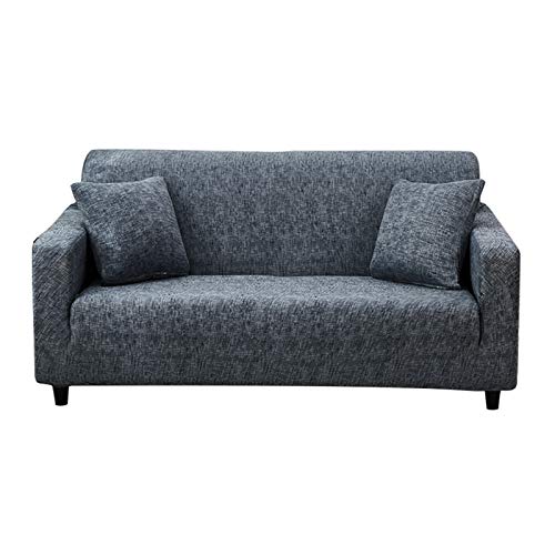 Hotniu Plaid Stretch Sofaschonbezug, Weich & Waschbar Sofa Couchbezug, Rutschfester Sofabezug mit Elastischer Unterseite, Möbelschutz mit 1 Gratis Kissenbezug (Klein, Grau) Cover