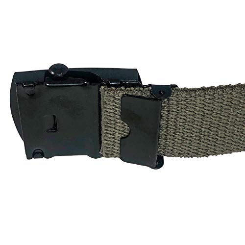 Jackster Military-Style Slide Web Belt – Adjustable 54" Cotton Canvas with Black Metal Buckle – Made in USA3