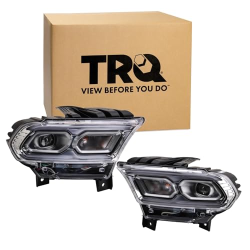 Image of TRQ Driver and Passenger Side Headlight Assembly Set Compatible with 21-24 Dodge Durango with Chrome Bezel with Standard Headlights