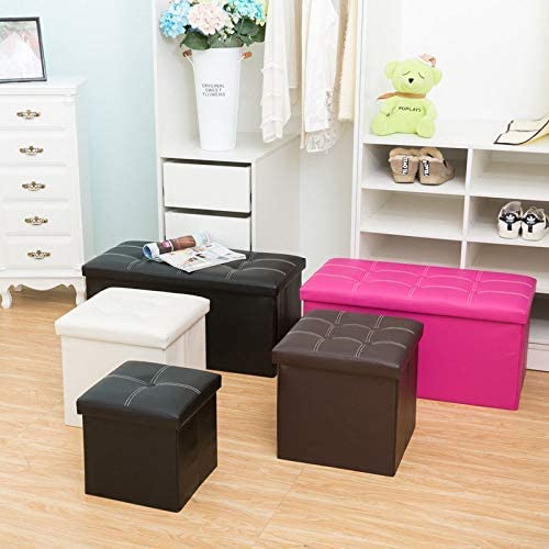 Repose-pieds ottoman pliable en similicuir pour optimiser l'espace du salon - 5