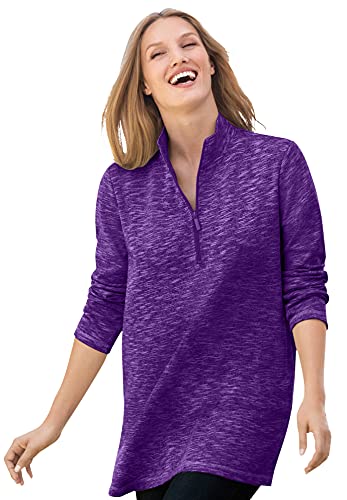 Woman Within Plus Size French Terry Quarter-Zip Sweatshirt
