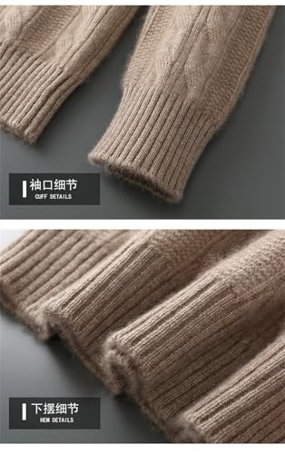 Men's Merino Wool Knit Winter Round Neck Sweater Loose Thicken Bottoming Pullover3