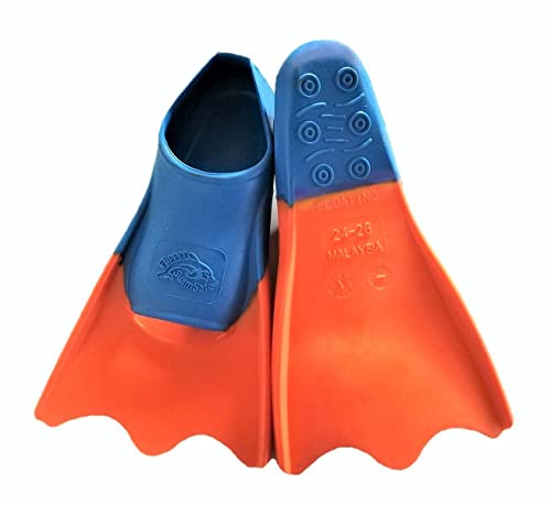 Flipper SwimSafe 1112 - Ducki Fins palmes pour enfants en bleu/orange, taille 24 - 26, pieds canards en caoutchouc naturel, comme aide à la natation Cover