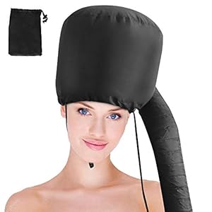 Bonnet Hood Hairdryer Attachment – Upgraded Hair Dryer Bonnet with Chin Strap and Longer Extended Hose More Easy to Enjoy Styling, Curling and Hair Deep Conditioning, Free Carrying Case Hooded Dryer.