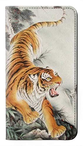 Housse cuir LG Velvet Tiger Brush Painting étui clapet chic et robuste