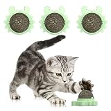 Catnip Balls for Cats Wall, 3 Pack Edible Cat Nip Ball Products for Cats Kitty Chew Toy, Rotatable I
