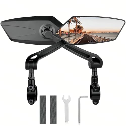 2 Pack Bike Mirrors,eBike Handlebar Mirror,360° Adjustable