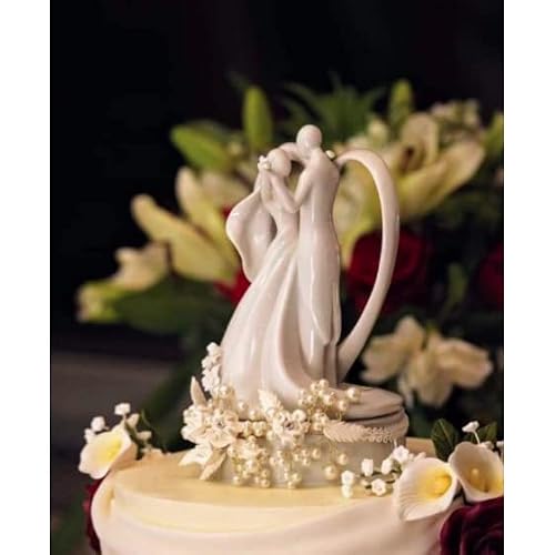 Wedding Collectibles Vintage Rose Pearl And Heart Wedding Cake Topper: Base Color: Gold Wiring #TOP4