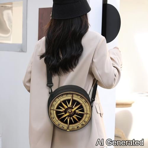 Image of Women Novelty Round Clock Shape Zippered Clock Purses for Women Tote Handbag Shoulder Bag, Gift for Mom Girlfriend