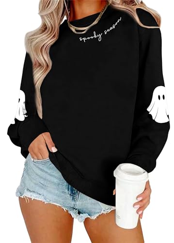 Image of VVNTY Halloween Sweatshirt for Women Ghost Graphic Sweater Shirt Halloween Casual Jumper (black1,XXL)