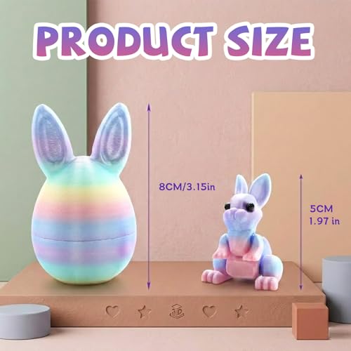 3D Printed Easter Eggs with Bunny Inside,Easter Surprise Rabbit Eggs,3D Printed Animals, Easter Basket Stuffers,Fidget Toys Gifts (4PCS) - Image 2