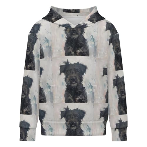 Pet Dog FaceChildren's Hooded Sweatshirt, Spring And Autumn Long-sleeved Hooded Sweatshirt8-12Y4