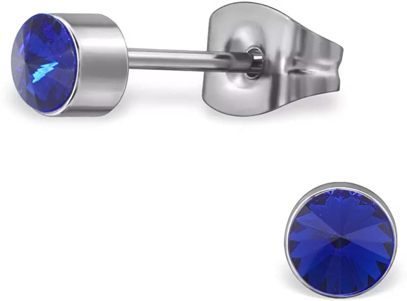 Via Mazzini No-Tarnish No-Rusting 6mm Sapphire Blue Crystal Stud Earrings For Women, Men, Girls ANd Boys (ER2123) (B0BT9X7ZBB) Amazon Price History, Amazon Price Tracker