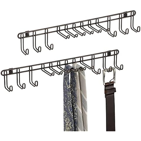 mDesign 2er-Set Hakenleiste für die Wand - praktischer Krawattenhalter BZW. Gürtelhalter aus Metall zur Wandmontage Cover