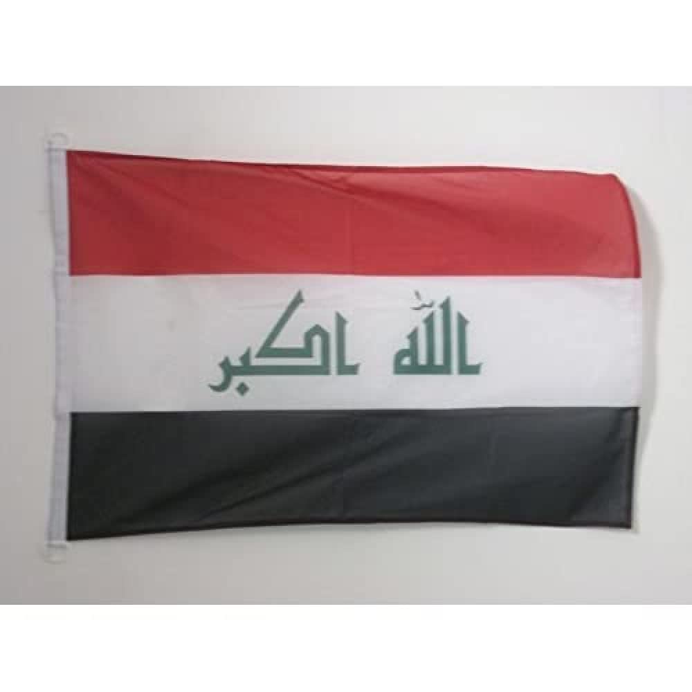 AZ FLAG - Iraq Flag - 2x3 Ft - For Outdoor - Iraqi Banner Knitted Polyester with Two Plastic Rings - Fade Resistant - Vivid Colors - 2' x 3' Feet - 90x60 Cm